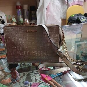 Steve Madden Gold Crocodile Embossed Crossbody Bag